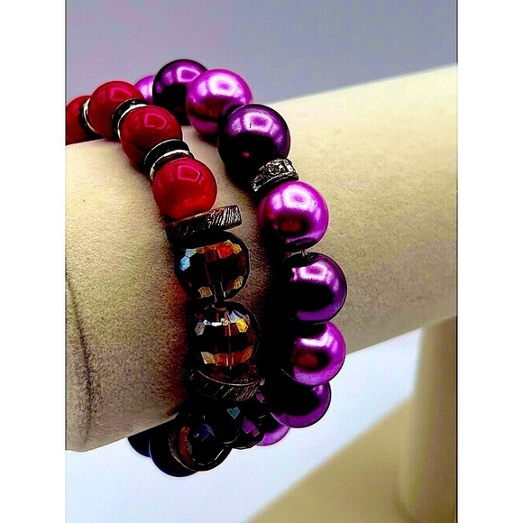 Colorful Beaded Necklace & Bracelet Set Fun Funky and Fabulous Jewelry 12” Nec - Picture 7 of 9